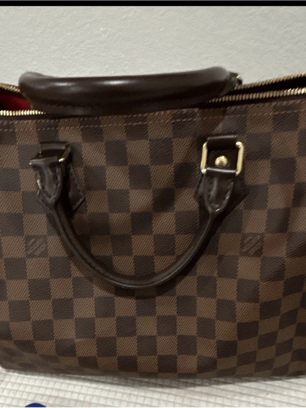 Authentic Louis Vuitton Speedy 30 Bandouliere Duffel Bag with Gold Hardware